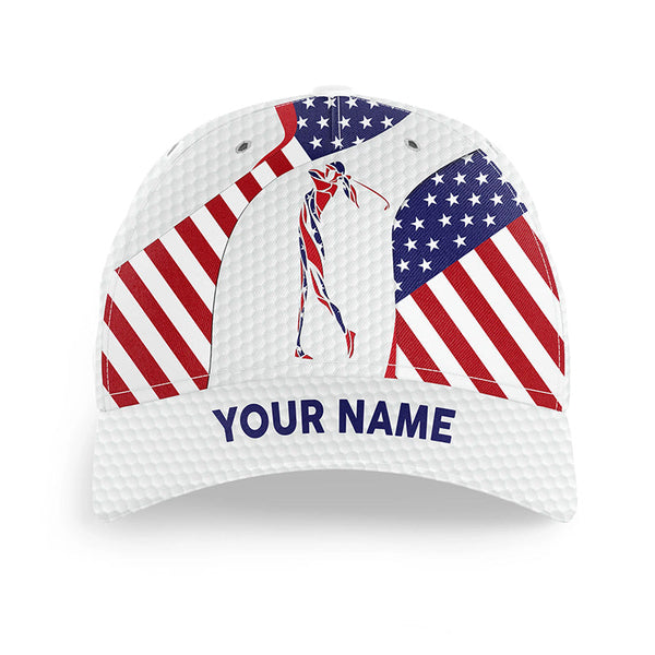 Maxcorners Girls golf hat for women custom name American flag patriot baseball women's golf cap