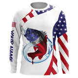 MaxCorners Largemouth Bass Fishing American Flag Patriotic Customized Name 3D Long Sleeve Shirt