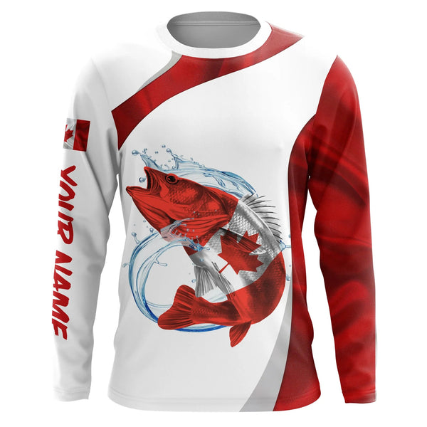 MaxCorners Walleye Fishing Canada Flag Patriotic Customized Name 3D Long Sleeve Shirt