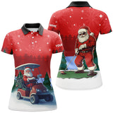 Maxcorners Funny Santa Golfer Women golf polo shirts Custom Christmas golf tops for ladies, golf attire for women