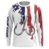 Maxcorners American flag US Fishing Fish Hook UV protection custom long sleeves shirts Patriotic fishing apparel MT2108