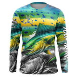 Maxcorners Mahi Mahi (Dorado) Fishing scales custom UV protection long sleeves fishing shirts for Men, Women MT2108