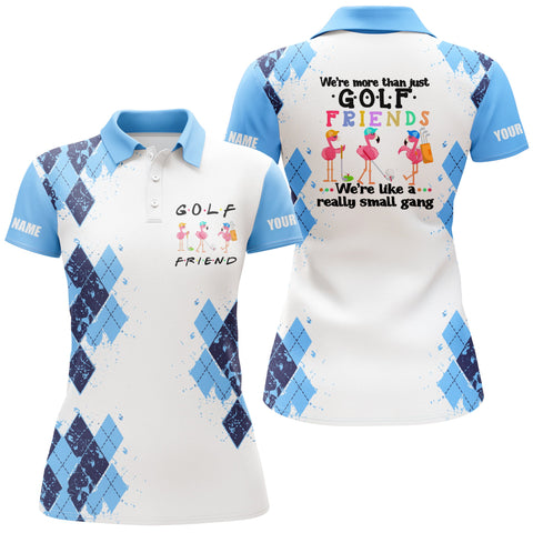 Maxcorners Womens Golf Polo Shirt We're More Than Just Golf Friends Flamingo Custom Name Golf Shirt