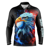 Maxcorners Mens golf polo shirts custom red and blue Eagle golf ball black golf tops, team golf attire for mens