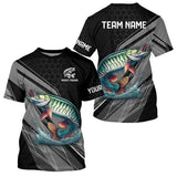 Maxcorners Personalized Black camo Musky Fishing Jerseys, Muskie Long Sleeve Fishing Tournament Shirts MT2108