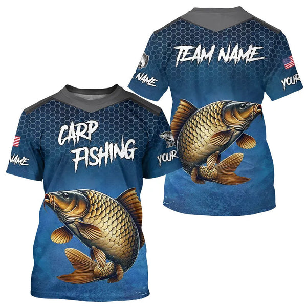 Maxcorners Blue camo Carp fishing Custom performance long sleeve team Carp fishing tournament shirts MT2108