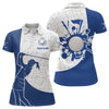 Maxcorners Blue And White Camo Pattern Mens Golf Polo Shirts Custom Mens Golf Attire, Best Golf Gifts