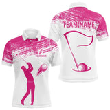 Maxcorners Pink and White Mens Golf Polo Shirts custom mens golf attire, best golf gifts for men