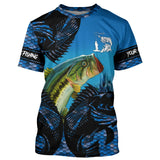 Maxcorners Customized Name Largemouth Bass Fishing Blue Camo 3D Shirts