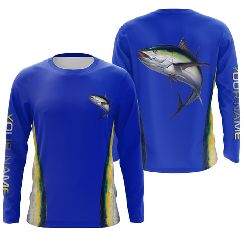 Maxcorners Tuna fishing blue ocean tuna fish scales saltwater fishing Custom All over printed Fishing Shirts LM2408