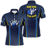 Maxcorners Navy Bowling Ball Pins Customized Name And Team Name 3D Shirt