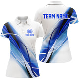 Maxcorners Personalized White and Blue Geometric bowling shirts custom teams name bowler jerseys