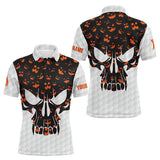 Maxcorners Mens golf polo shirts Halloween pattern custom skull golf ball shirt for men, best men golf wear