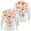 Maxcorners Mens golf polo shirt orange Halloween pattern custom skull golf ball shirt for men, best men golf wear