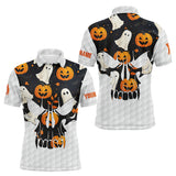 Maxcorners Mens golf polo shirt Halloween pumpkin pattern custom skull golf ball jerseys, best men golf wear