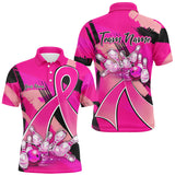 Maxcorners Pink ribbons Breast Cancer bowling shirts Custom Bowling Team breast cancer bowling jersey