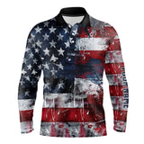 Maxcorners Personalized Polo golf shirts for men custom grunge American Flag patriotic mens golf wears