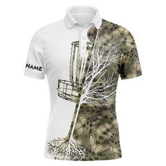 Maxcorners Mens disc golf polo shirt custom name green camo disc golf basket personalized disc golf shirts MT0510