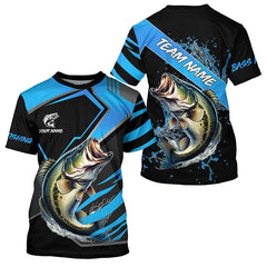 Maxcorners Black and Blue Largemouth bass fishing custom fishing team jerseys, sport fishing shirts MT2108