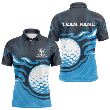 Maxcorners Golf Custom Flame Golf Ball Golf Hoodies, Cool Golf Gifts | Blue