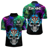 Maxcorners Colorful Smoke Skull Darts Shirts For Men Custom Team Darts Jerseys, Best Darts Gift For Player