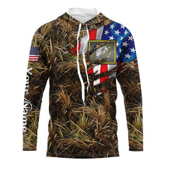 Maxcorners Bass fishing camo American flag patriotic Customize Name UV protection long sleeves fishing shirt LM0201