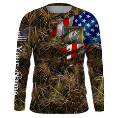 Maxcorners Bass fishing camo American flag patriotic Customize Name UV protection long sleeves fishing shirt LM0201