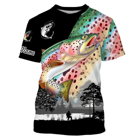 Maxcorners Rainbow Trout Fishing 3D Shirts Customize Name