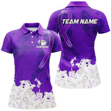 Maxcorners Personalized Purple Ribbons Pattern Bowling Shirts, Custom breast cancer bowling shirts