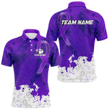 Maxcorners Personalized Purple Ribbons Pattern Bowling Shirts, Custom breast cancer bowling shirts