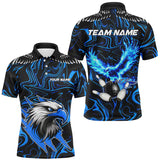 Maxcorners Black and blue camo Flame Eagle Bowling Polo, Quarter Zip shirts custom Bowling Team Jerseys