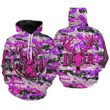 Maxcorners Pink glitter camo hunting Customize Name 3D All Over Printed Shirts, Deer hunting shirts for women LM2608