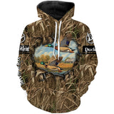 Maxcorners Duck hunt camouflage Customize Name 3D All Over Printed duck hunting Shirts LM2608