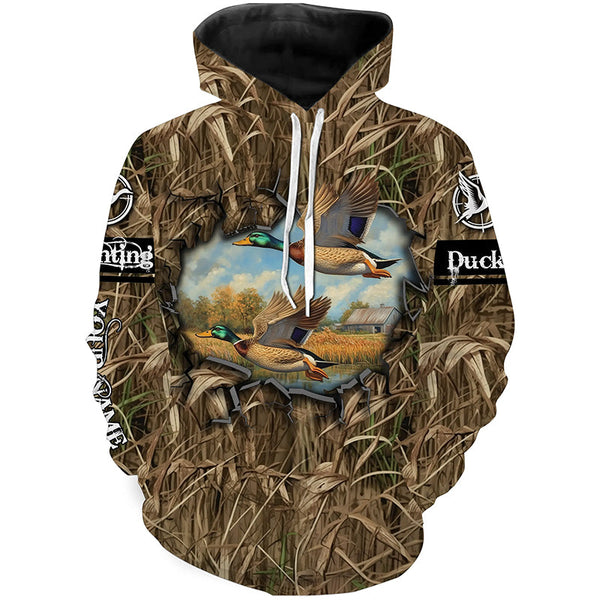 Maxcorners Duck hunt camouflage Customize Name 3D All Over Printed duck hunting Shirts LM2608
