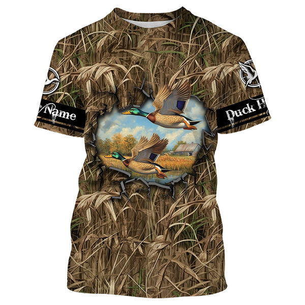 Maxcorners Duck hunt camouflage Customize Name 3D All Over Printed duck hunting Shirts LM2608