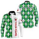 Maxcorners Personalized White And Green Argyle Pattern Bowling Shirts Custom Bowling Team Jerseys