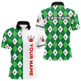 Maxcorners Personalized White And Green Argyle Pattern Bowling Shirts Custom Bowling Team Jerseys