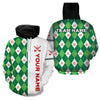 Maxcorners White And Green Argyle Pattern Womens Golf Polo Shirts Custom Golf Apparel Best Golf Gifts