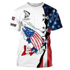 Maxcorners Salmon fishing legend American flag patriotic UV protection Customize long sleeves fishing shirts  LM2408