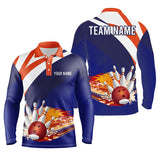 Maxcorners Blue And Orange Bowling Customized Name And Team Name 3D Shirt