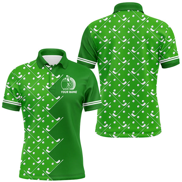 Maxcorners Golf Green Pattern  Customized Name 3D Polo Shirt