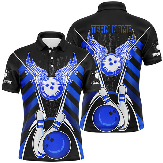 Maxcorners Black And Blue  Bowling Jersey Multicolor Option Customized Name, Team Name 3D Shirt