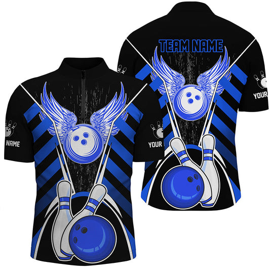 Maxcorners Black And Blue  Bowling Jersey Multicolor Option Customized Name, Team Name 3D Shirt