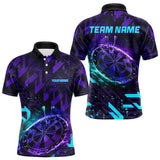 Maxcorners Men Darts Polo, Quarter Zip shirts Custom purple blue abstract Darts Team Jerseys, Darts gifts