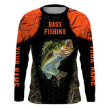 Maxcorners Bass Fishing Apparel Orange Customize Name 3D Shirts