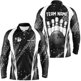 Maxcorners Black and White Grunge Retro Bowling Shirts Custom Team Bowling League Jerseys