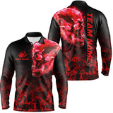 Maxcorners Black and Red Flame Skull camo bowling shirt custom bowling team jerseys, gifts for bowlers