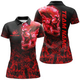 Maxcorners Black and Red Flame Skull camo bowling shirt custom bowling team jerseys, gifts for bowlers