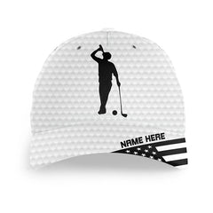Maxcorners American flag white golf ball skin Golfer hat custom name golf clubs sun hats for men, women
