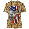 Maxcorners Duck hunting Camo American Flag patriotic Customize Name 3D All Over Printed Shirts LM2608